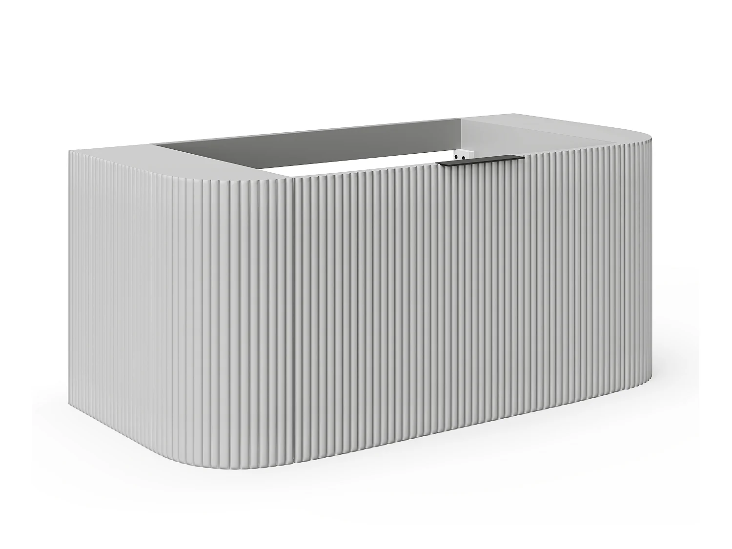 Waschbeckenunterschrank hängend mit Einbauwaschbecken - Streifenoptik - Weiß matt - 100 cm - LOMERI