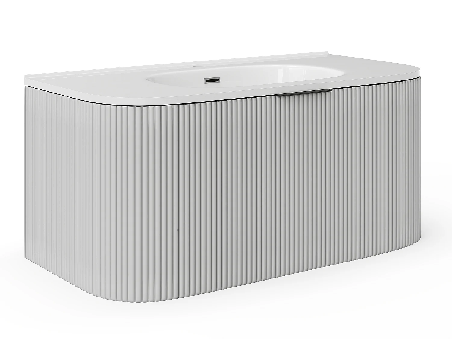 Mueble de baño flotante con lavabo empotrado - Blanco mate - 100 cm - LOMERI