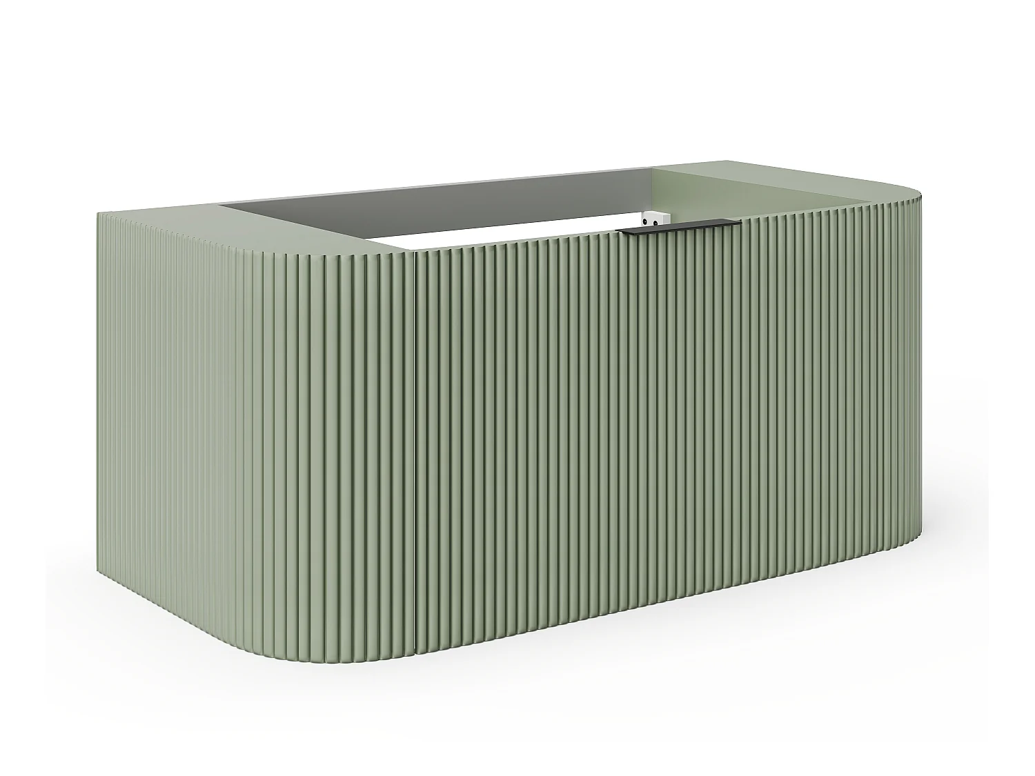 Meuble de salle de bain suspendu strié avec vasque à encastrer - Vert mat - 100 cm - LOMERI