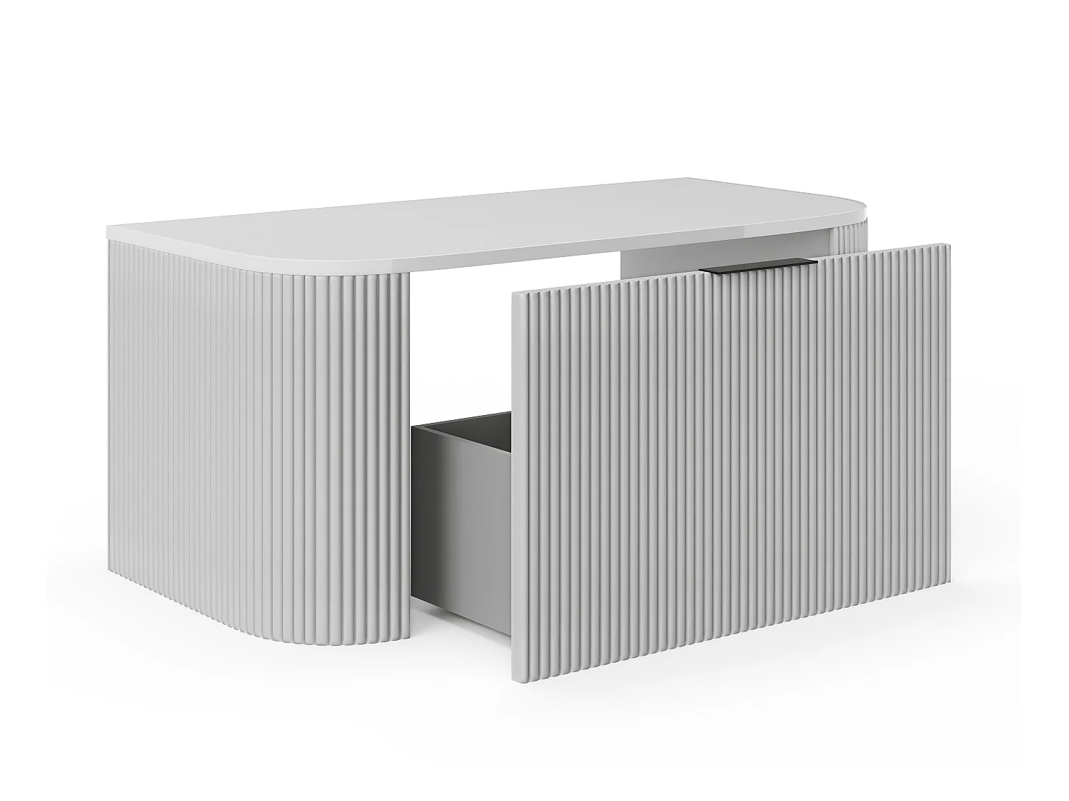 Meuble sous vasque suspendu strié - Blanc mat - 100 cm - LOMERI