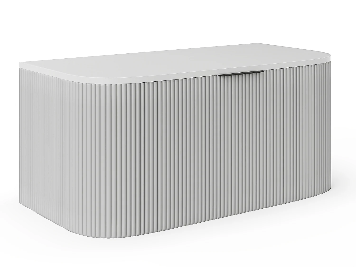 Meuble sous vasque suspendu strié - Blanc mat - 100 cm - LOMERI