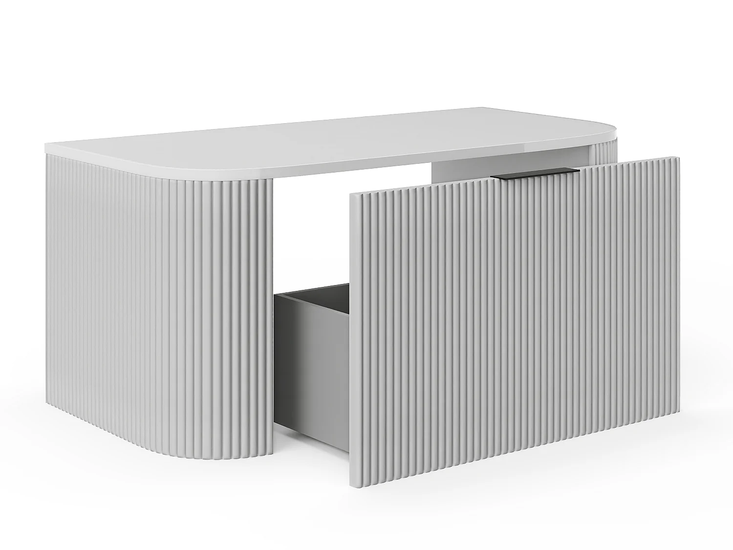 Meuble sous vasque suspendu strié - Blanc mat - 100 cm - LOMERI