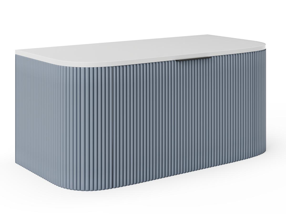 Waschbeckenunterschrank hängend - Streifenoptik - Blau matt - 100 cm - LOME günstig online kaufen