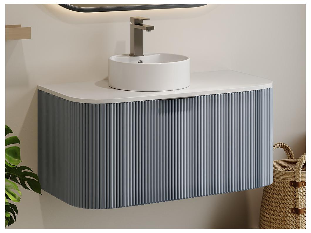Mueble de baño para lavabo flotante- Azul mate - 100 cm - LOMERI