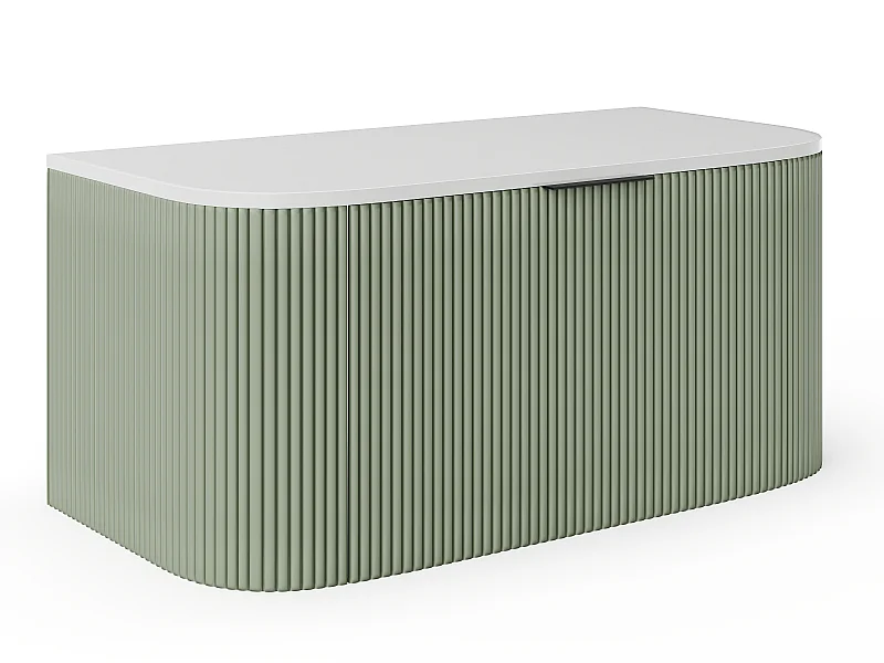 Waschbeckenunterschrank hängend - Streifenoptik - Grün matt - 100 cm - LOMERI