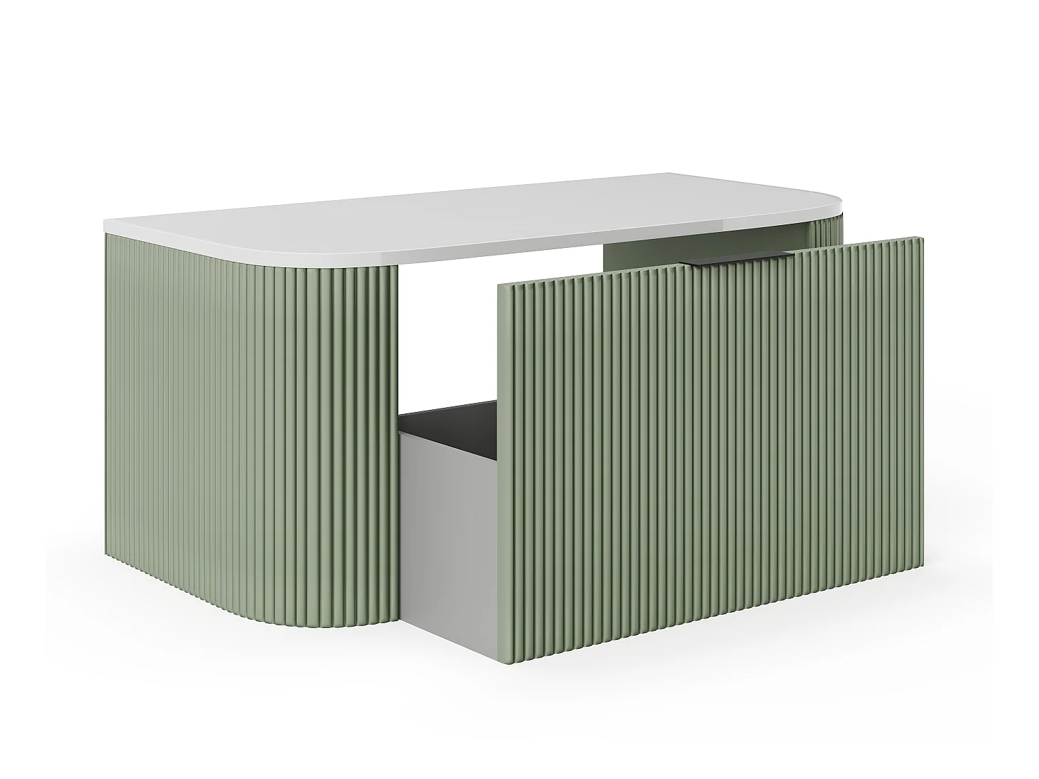 Møbler suspension servant strié - Matte grønt - 100 cm - LOMERI