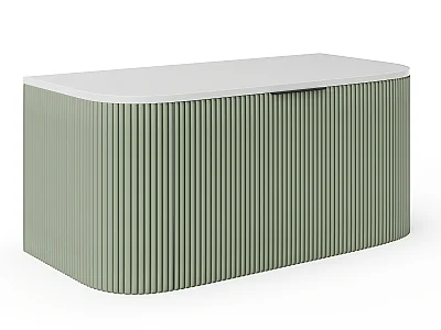 Waschbeckenunterschrank hängend - Streifenoptik - Grün matt - 100 cm - LOMERI