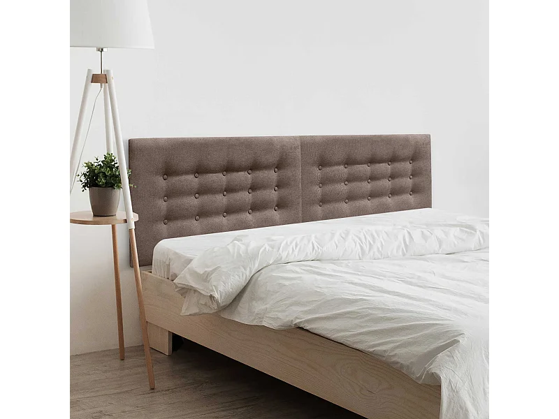 DHOME Tête de Lit en Tissu ACUALINE avec 3 Rangées de Boutons Tête de Lit Capitonnée de Luxe (Marrón, 160cm (2 pièces))