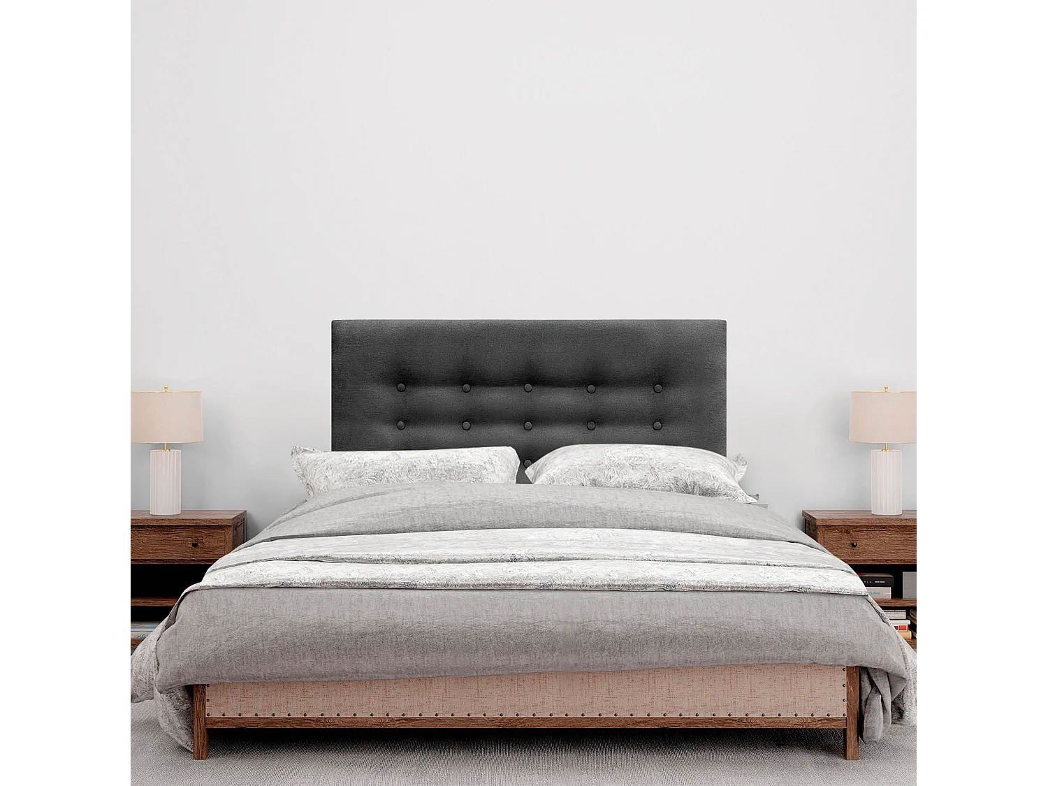 DHOME Kopfteil de Stoff ACUALINE mit 3 Knopfreihen und Beinen gepolstertes luxuriöses Bettkopfteil (Rojo, 110cm)