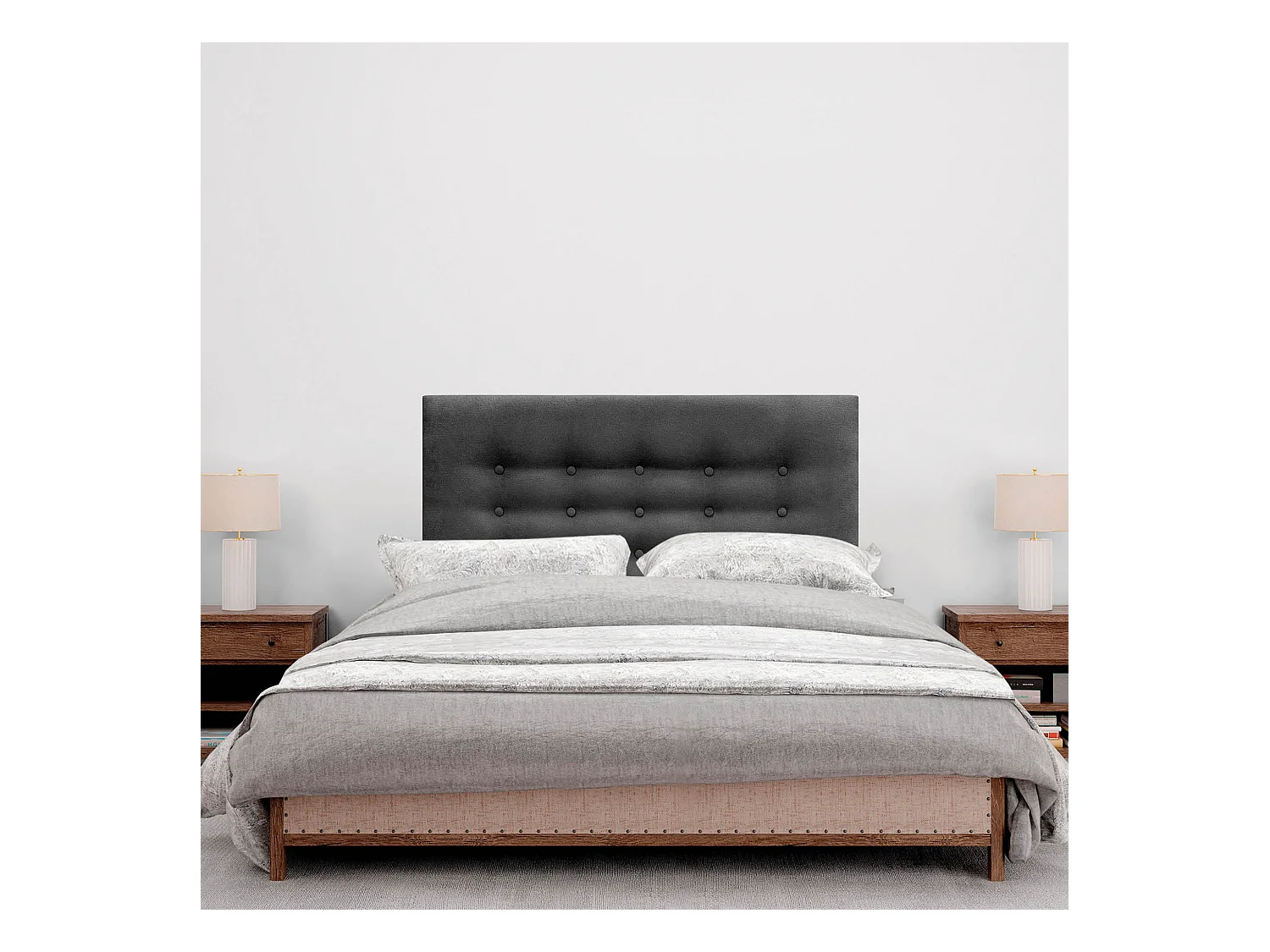 DHOME Kopfteil de Stoff ACUALINE mit 3 Knopfreihen und Beinen gepolstertes luxuriöses Bettkopfteil (Rojo, 95cm)