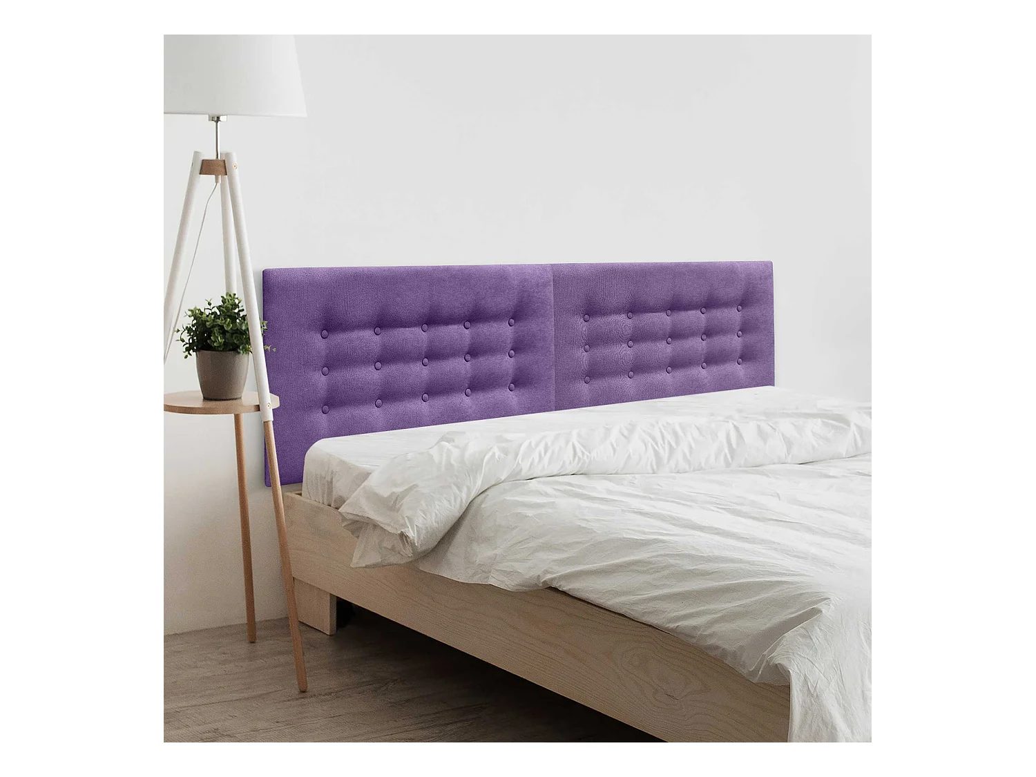 DHOME Testiera in Tessuto ACUALINE con 3 File di Bottoni Testiera Imbottita Letto di Lusso (Lilla, 190cm (2 pezzi))