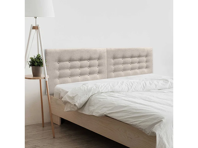 DHOME Kopfteil de Stoff ACUALINE mit 3 Knopfreihen gepolstertes luxuriöses Bettkopfteil (Beige, 190cm (2 piezas))