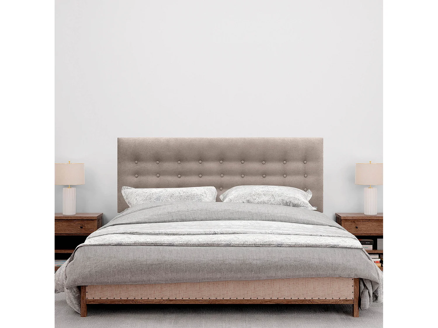 DHOME Tête de lit de tissu ACUALINE avec 3 rangées de boutons et pieds tête de lit capitonnée de luxe pour lit (Verde Agua, 160cm)