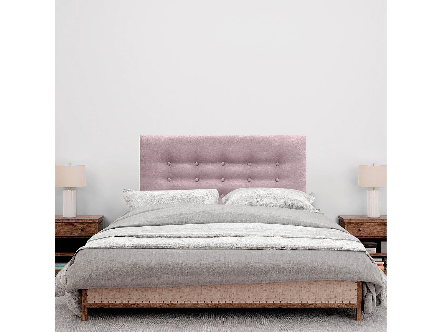 DHOME Kopfteil de Stoff ACUALINE mit 3 Knopfreihen gepolstertes luxuriöses Bettkopfteil (Salmón, 110cm)