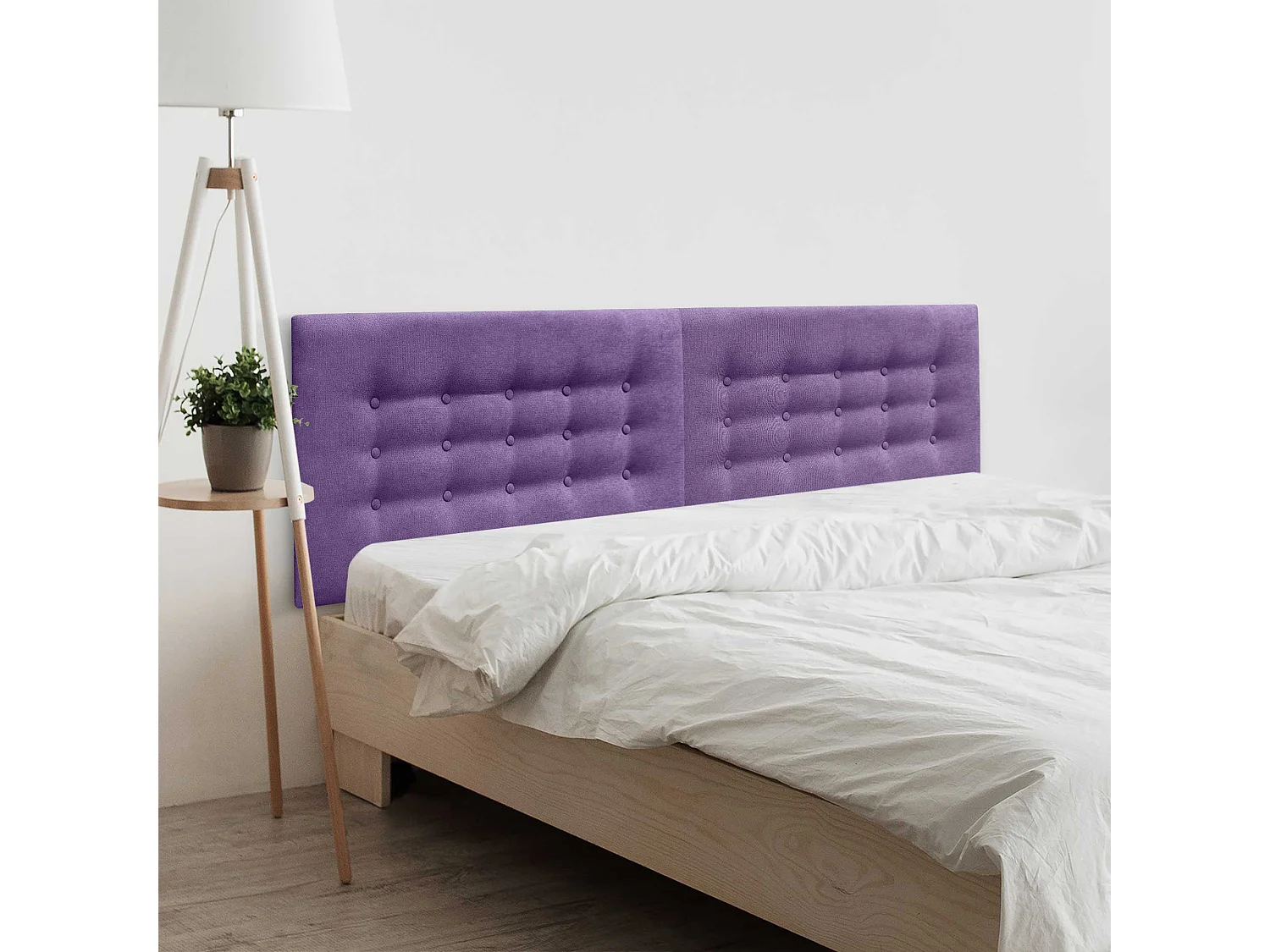 DHOME Tête de Lit en Tissu ACUALINE avec 3 Rangées de Boutons Tête de Lit Capitonnée de Luxe (Lilas, 220cm (2 pièces))