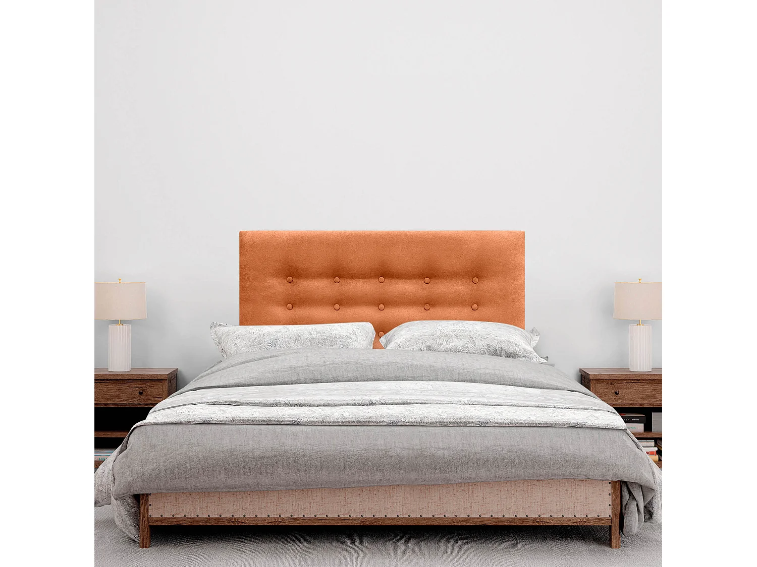 DHOME Tête de lit de tissu ACUALINE avec 3 rangées de boutons et pieds tête de lit capitonnée de luxe pour lit (Negro, 95cm)