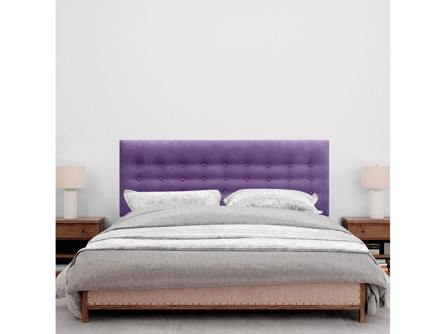 DHOME Tête de Lit en Tissu ACUALINE avec 3 Rangées de Boutons Tête de Lit Capitonnée de Luxe (Lilas, 150cm)