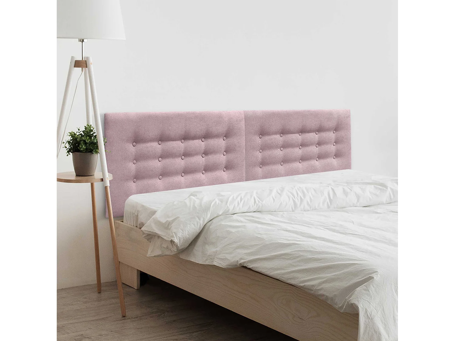 DHOME Testiera in Tessuto ACUALINE con 3 File di Bottoni Testiera Imbottita Letto di Lusso (Rosa, 210cm (2 pezzi))
