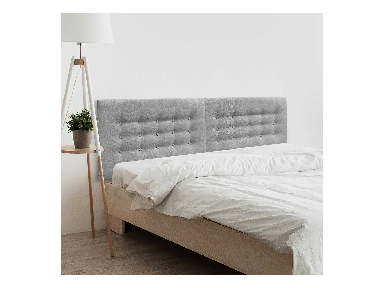 DHOME Testiera in Tessuto ACUALINE con 3 File di Bottoni Testiera Imbottita Letto di Lusso (Grigio, 210cm (2 pezzi))