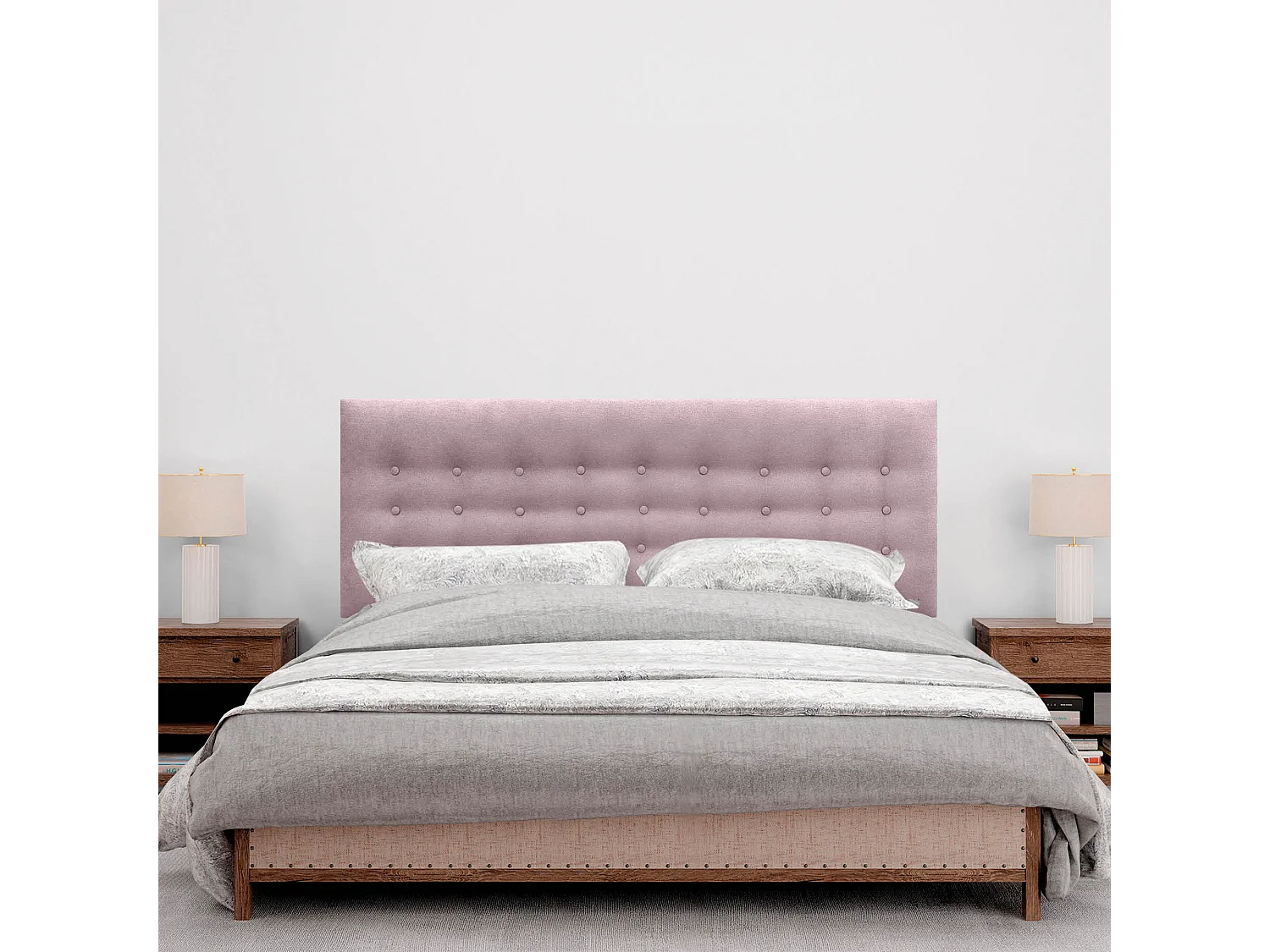 DHOME Cabeceira de tecido ACUALINE com 3 fileiras de botões e pés cabeceira estofada de luxo para cama (Tierra, 145cm)