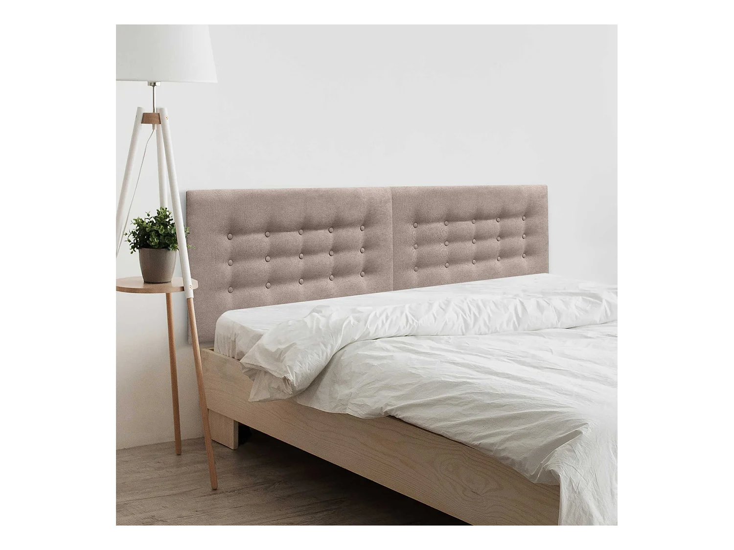 DHOME Tête de Lit en Tissu ACUALINE avec 3 Rangées de Boutons Tête de Lit Capitonnée de Luxe (Tierra, 190cm (2 pièces))