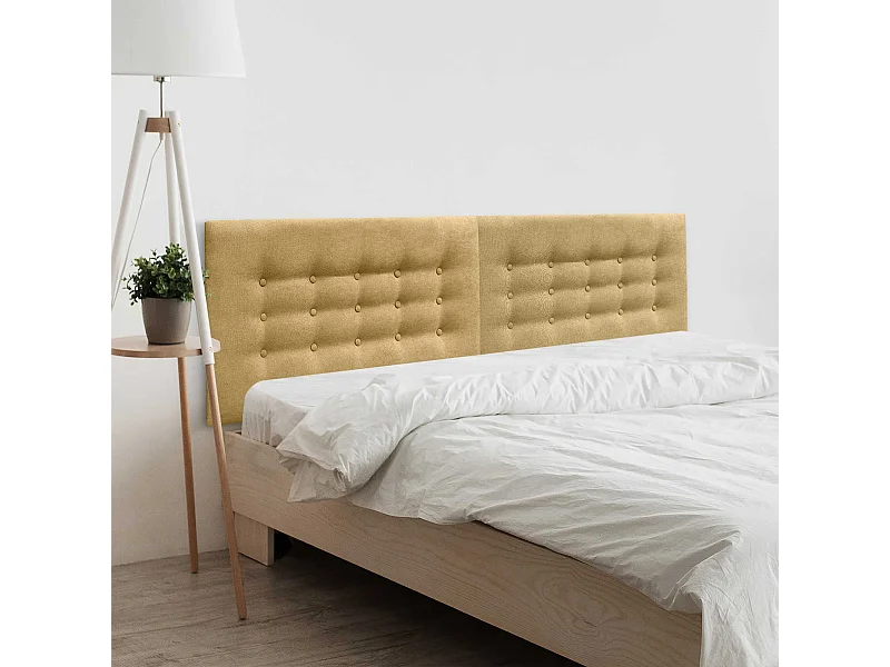 DHOME Tête de Lit en Tissu ACUALINE avec 3 Rangées de Boutons Tête de Lit Capitonnée de Luxe (Moutarde, 180cm (2 pièces))