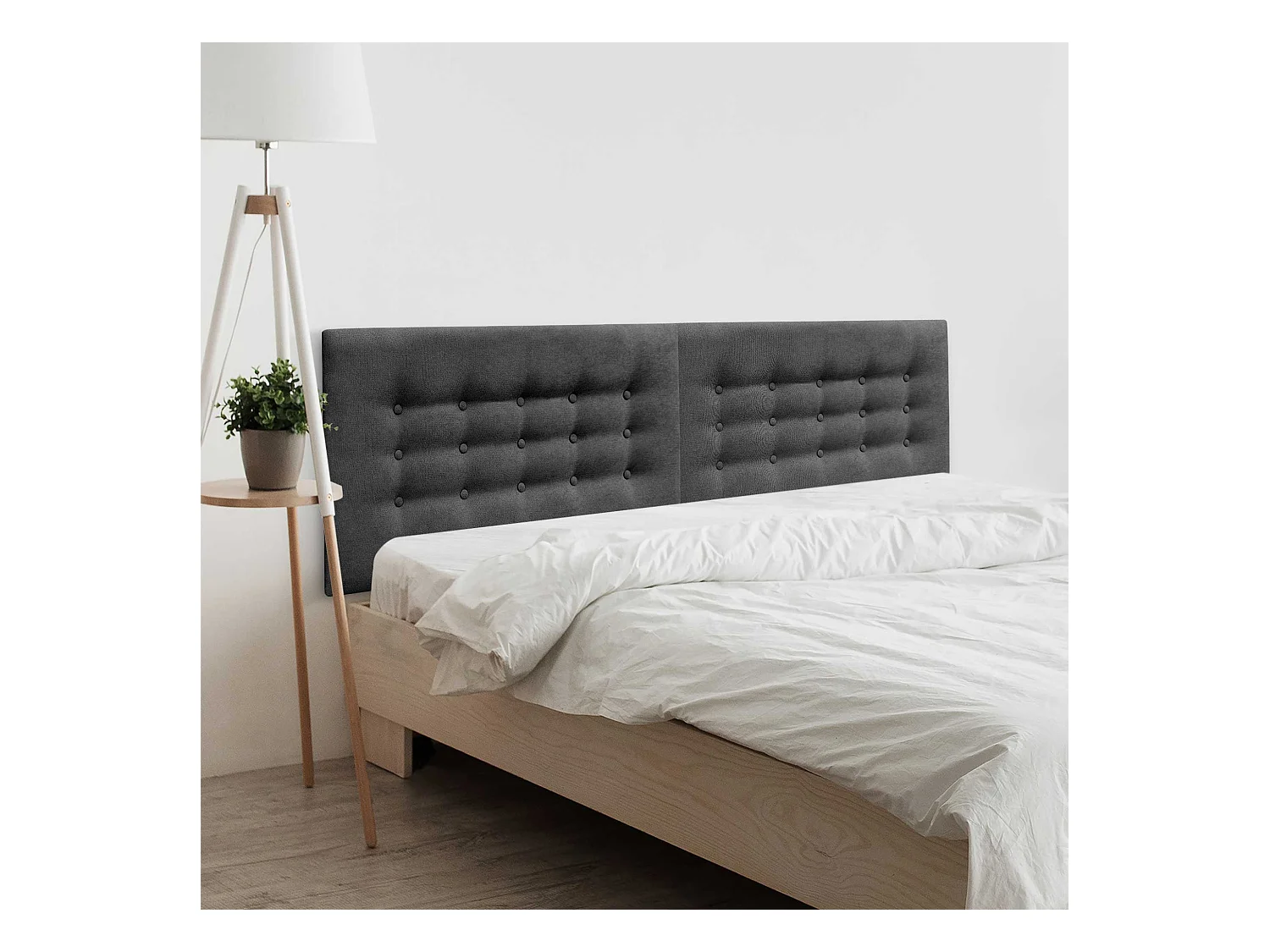 DHOME Testiera in Tessuto ACUALINE con 3 File di Bottoni Testiera Imbottita Letto di Lusso (Nero, 220cm (2 pezzi))