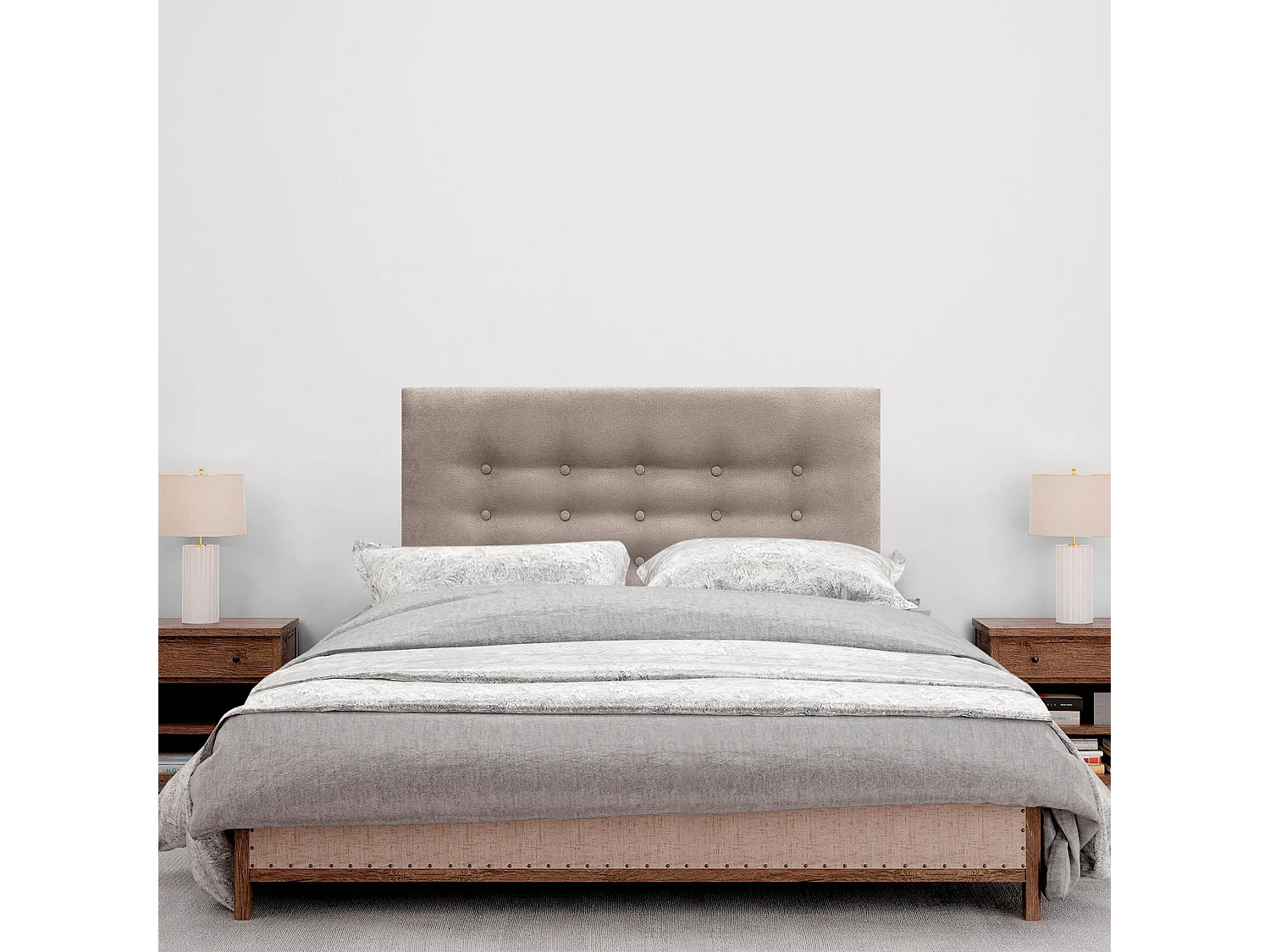 DHOME Cabeceira de tecido ACUALINE com 3 fileiras de botões e pés cabeceira estofada de luxo para cama (Verde Agua, 110cm)