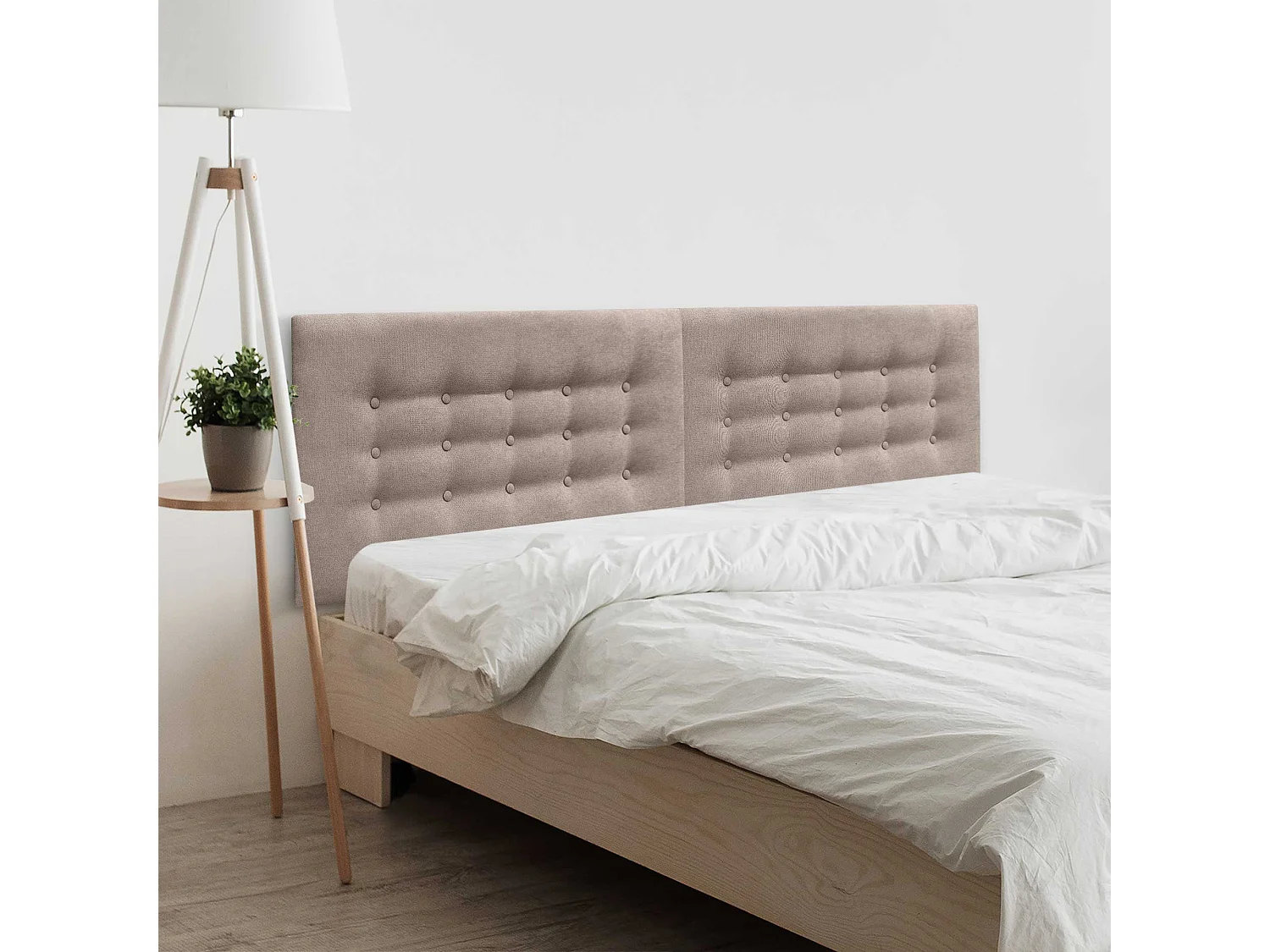 DHOME Tête de Lit en Tissu ACUALINE avec 3 Rangées de Boutons Tête de Lit Capitonnée de Luxe (Tierra, 160cm (2 pièces))