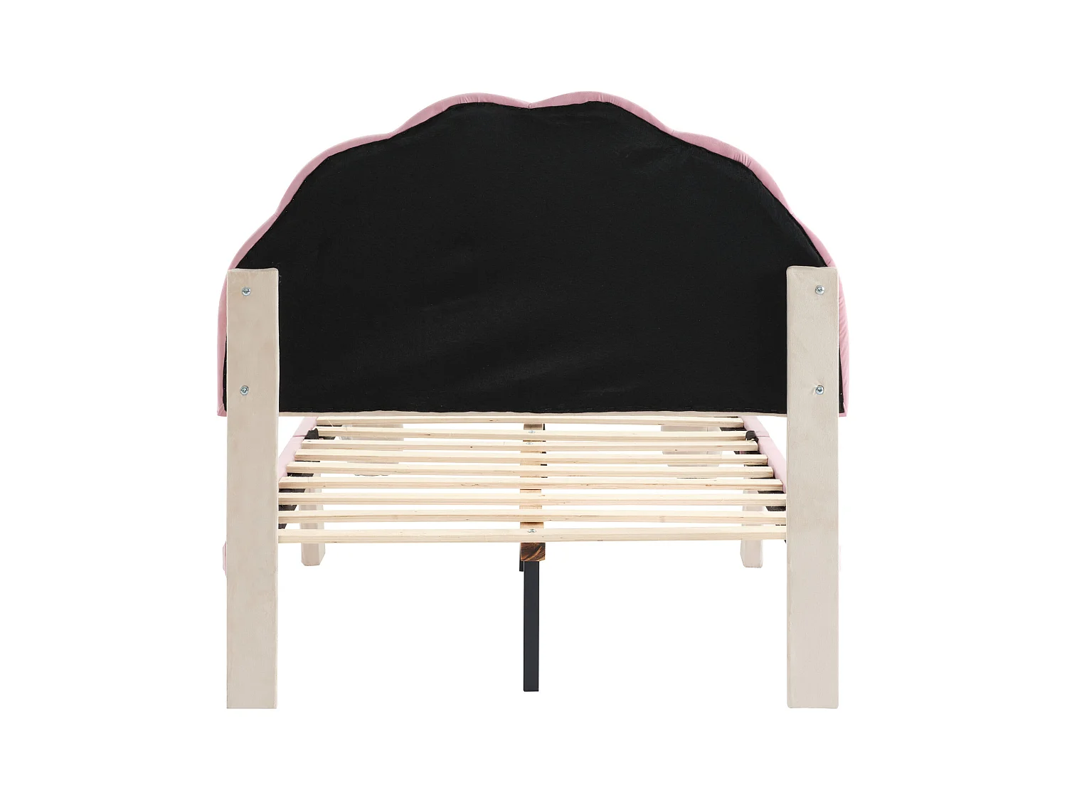 Cama infantil 90x200 cm com LED em veludo, sem colchão, bege + rosa