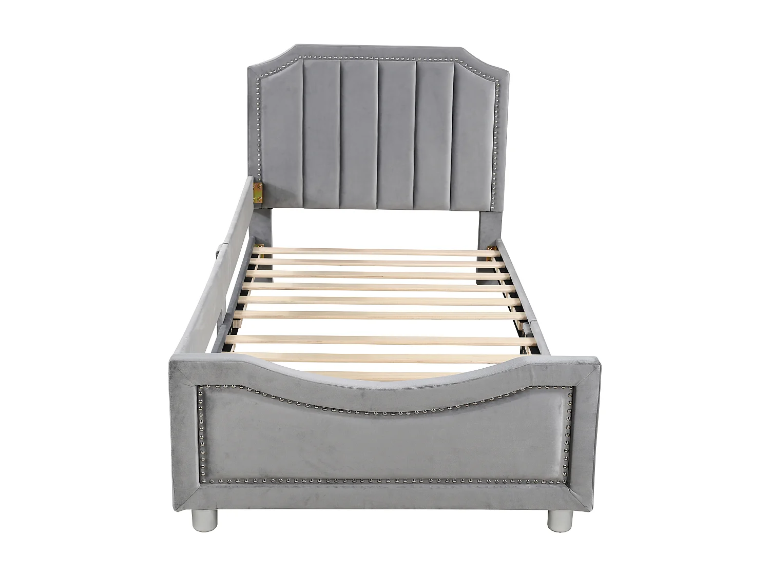 Lit enfant Simple 90x200 cm gris en flanelle, sans matelas