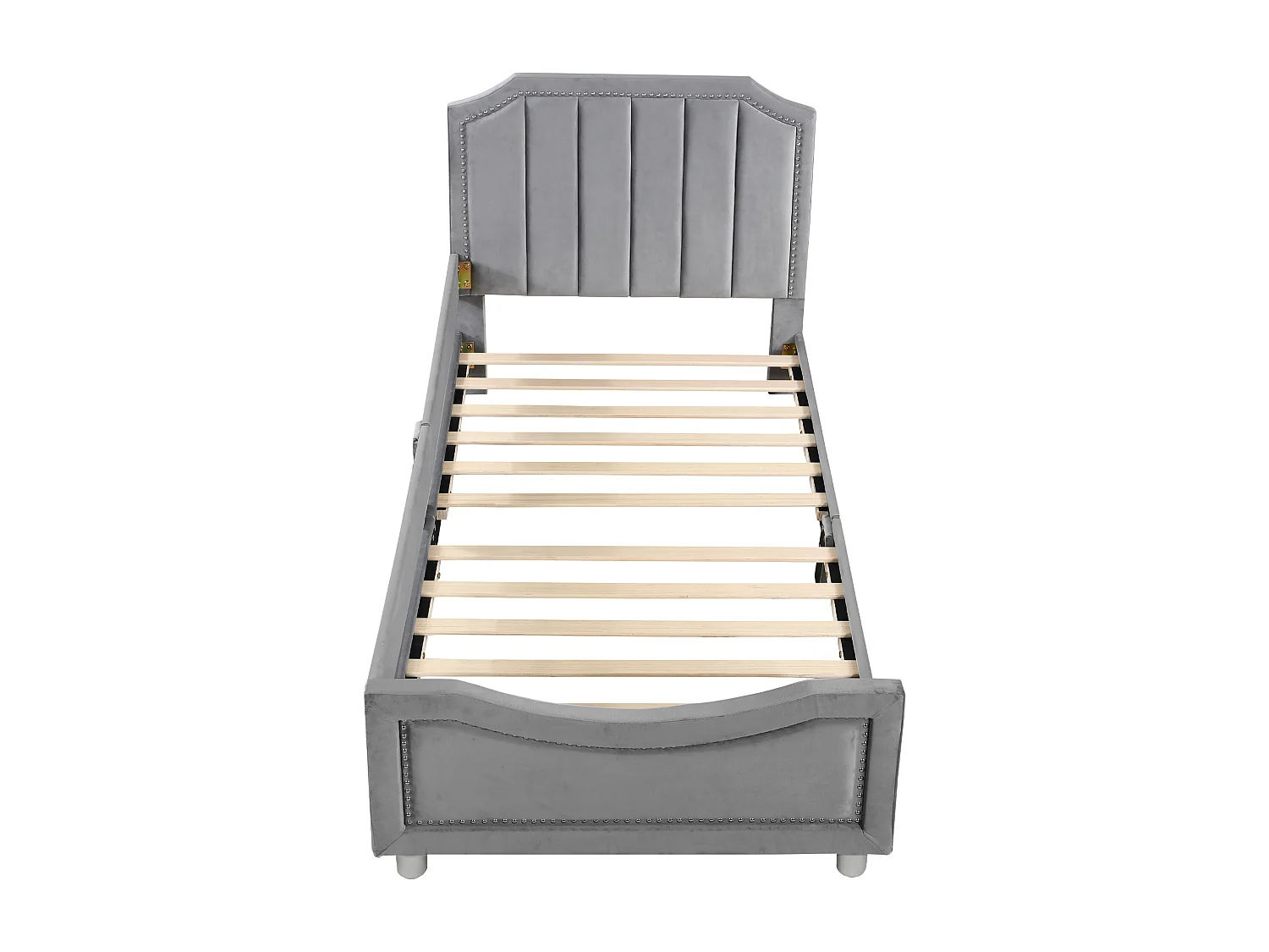 Lit enfant Simple 90x200 cm gris en flanelle, sans matelas