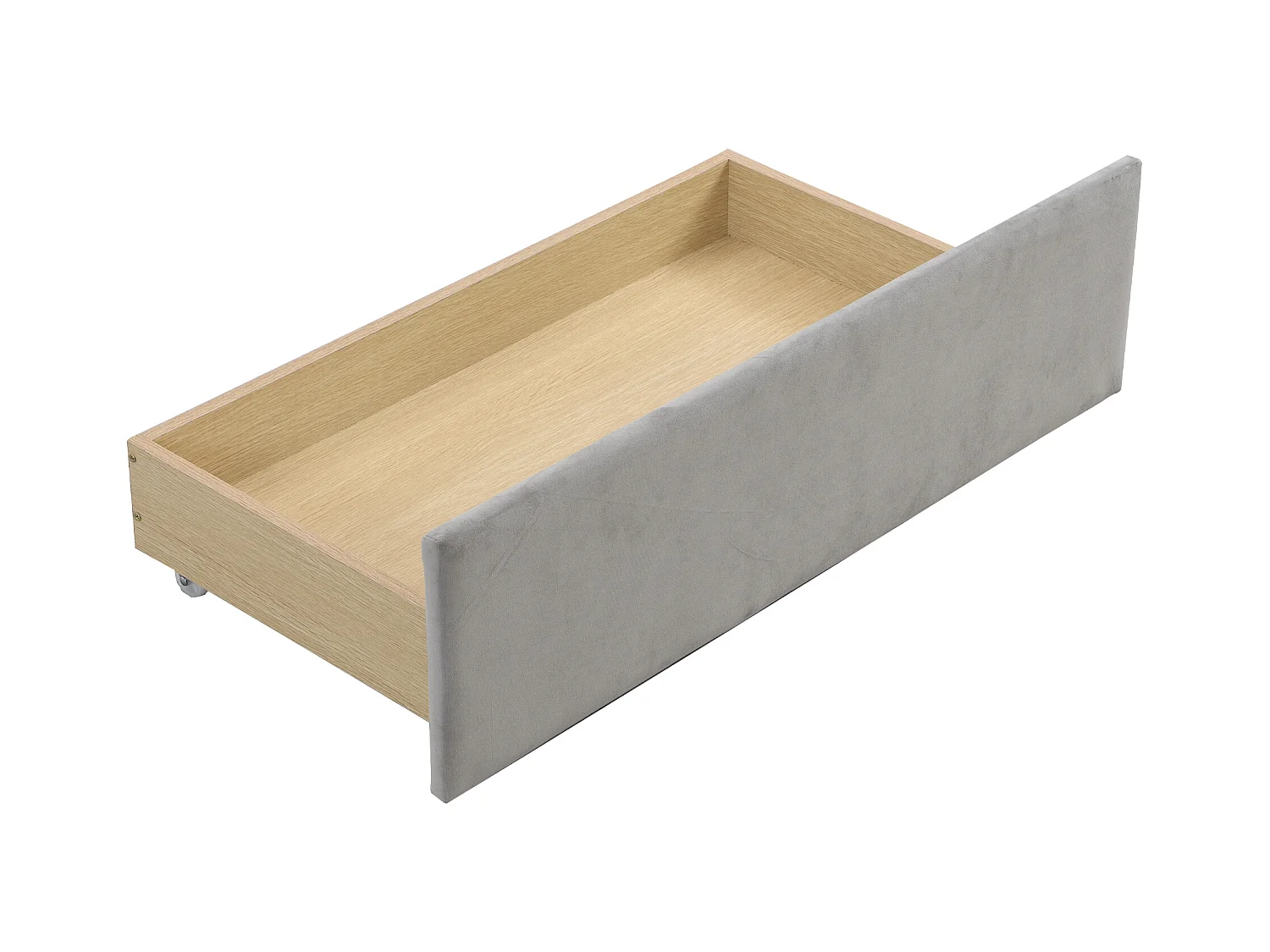 Lit enfant 90x200cm avec 2 tiroirs de rangement, Lit enfant simple en velours, gris, sans matelas