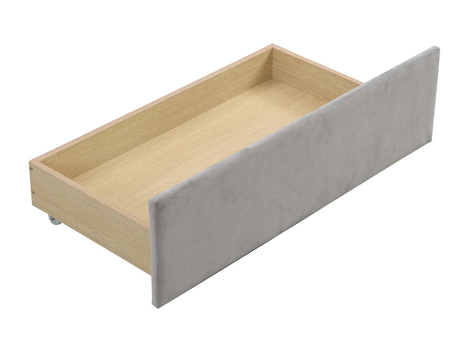 Lit enfant 90x200cm avec 2 tiroirs de rangement, Lit enfant simple en velours, gris, sans matelas