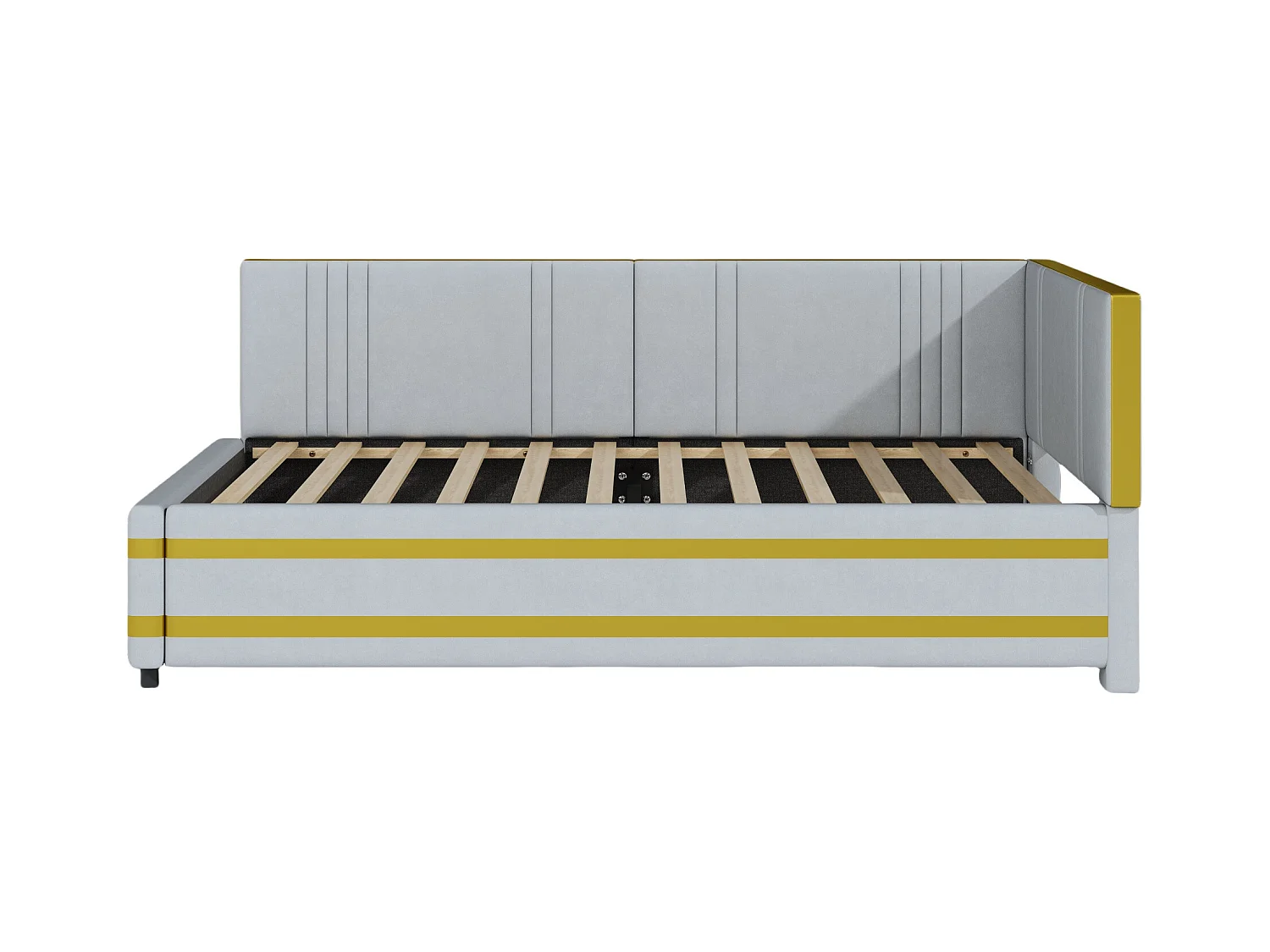 Lit enfant rembourré 90x200cm avec sommier à lattes , velours, sans matelas, gris clair