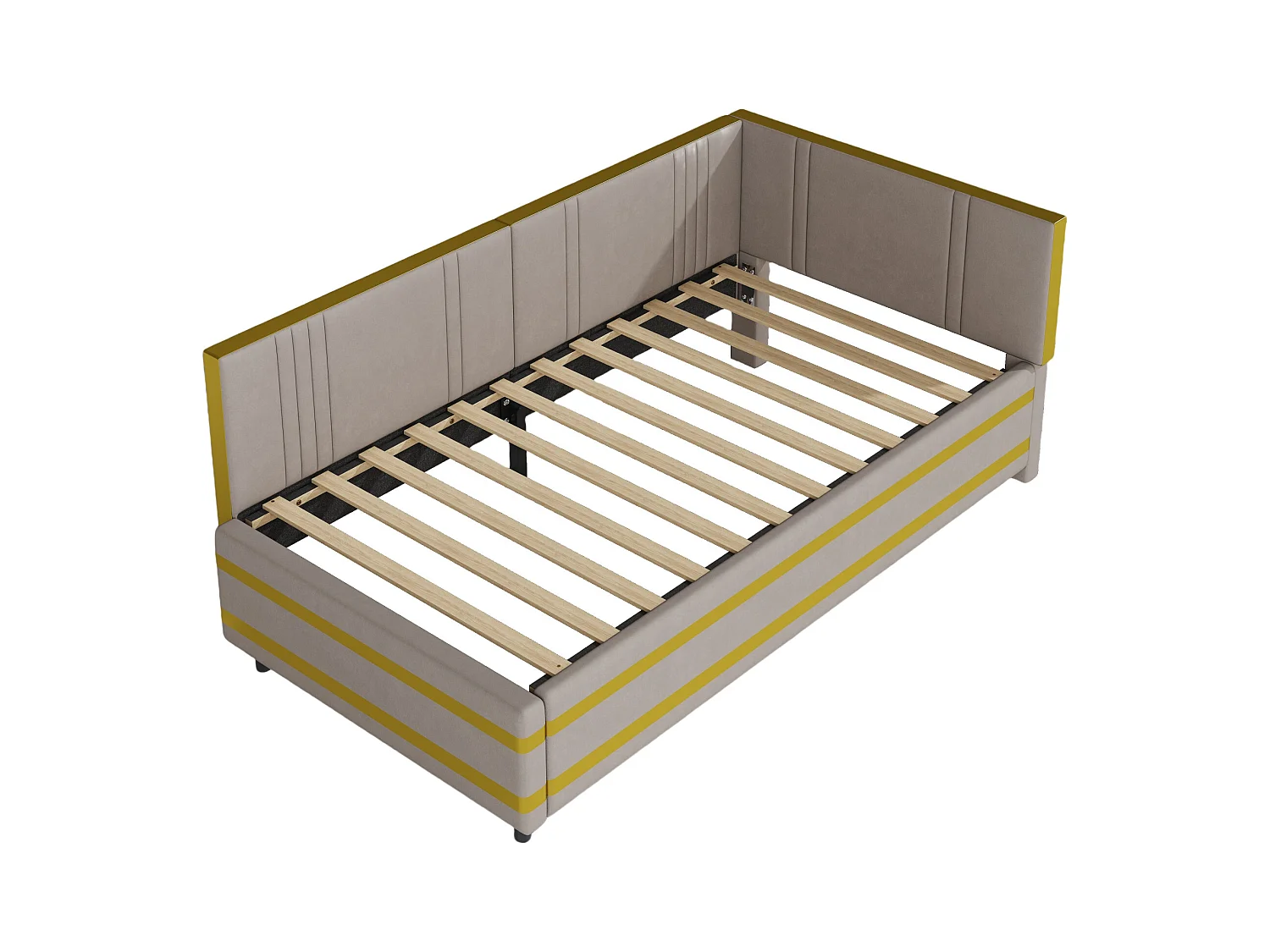 Lit enfant rembourré 90x200cm avec sommier à lattes , velours, sans matelas, gris foncé