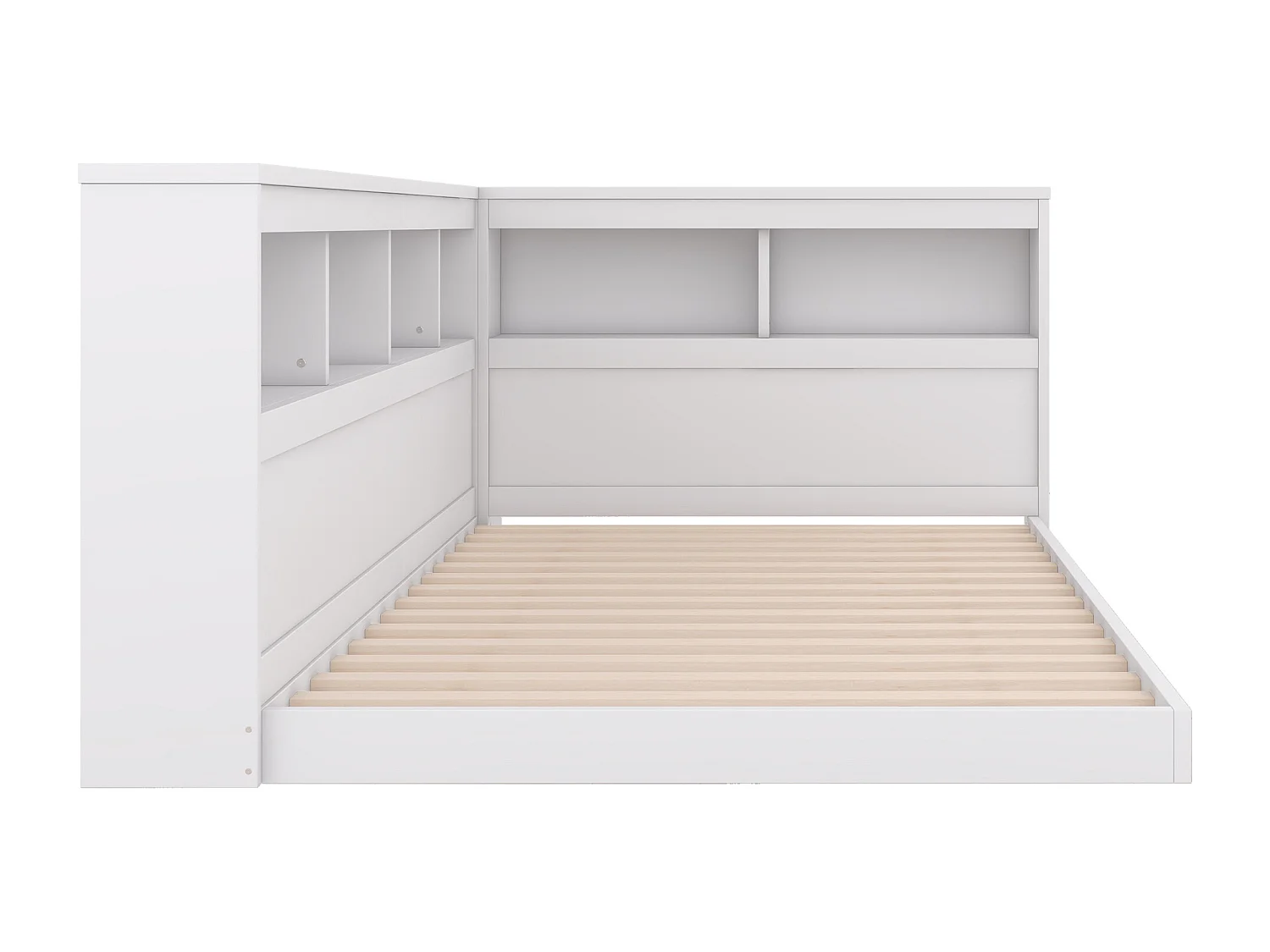 Lit enfant 90x200 cm blanc avec prise USB et compartiment de rangement, sans matelas