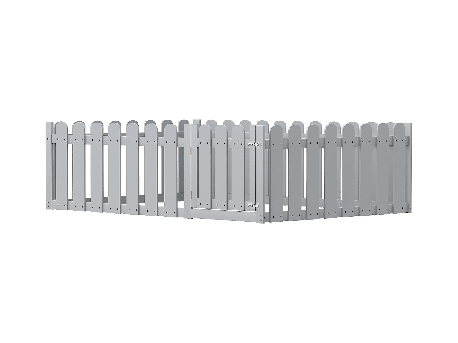 Lit enfant en bois 140x200cm gris avec cadre de sécurité et porte, sommier non inclus, sans matelas