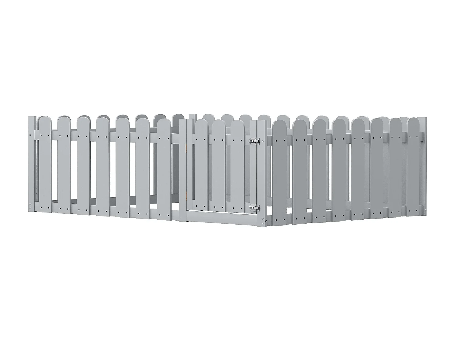 Lit enfant en bois 140x200cm gris avec cadre de sécurité et porte, sommier non inclus, sans matelas