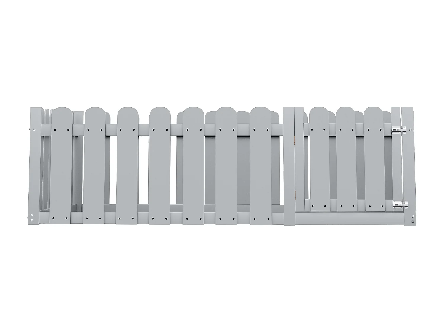 Lit enfant en bois 140x200cm gris avec cadre de sécurité et porte, sommier non inclus, sans matelas