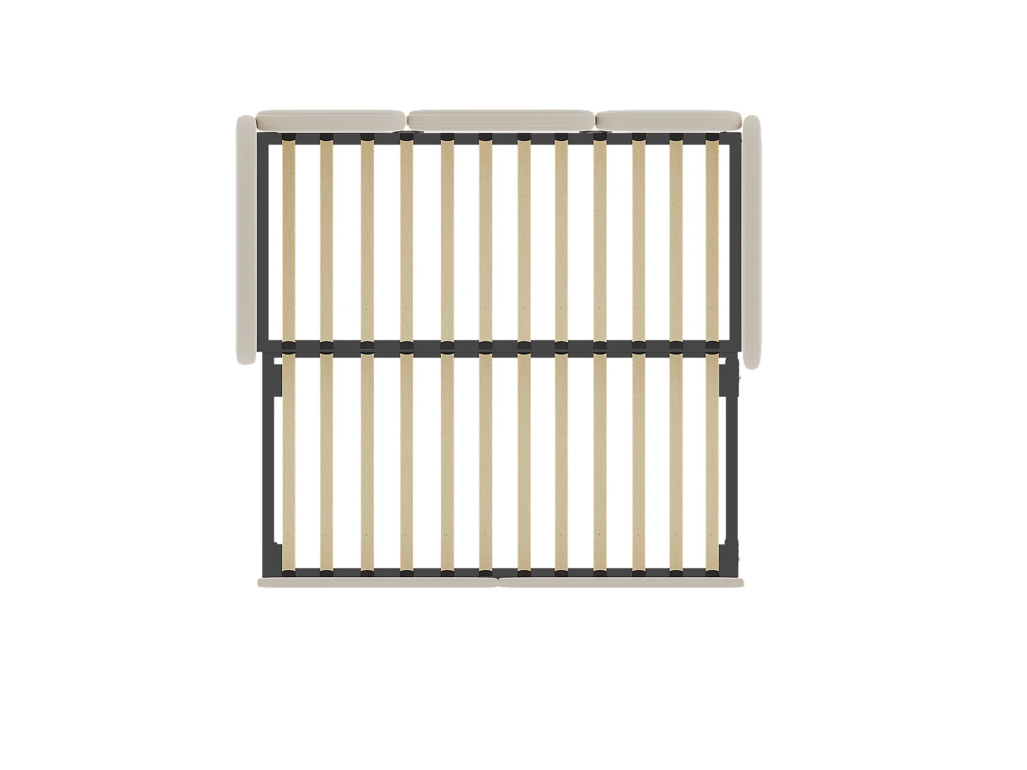 Lit enfant 90x200cm avec lit gigogne en velours, Sommier à lattes, sans matelas, beige