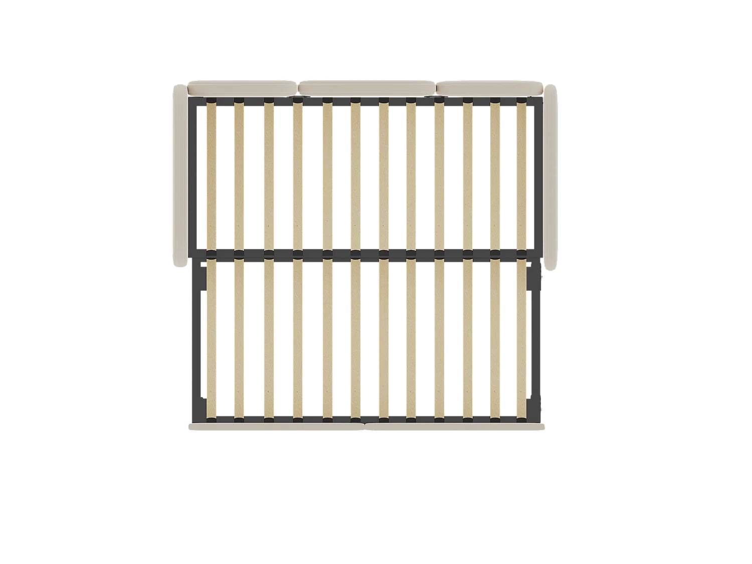 Lit enfant 90x200cm avec lit gigogne en velours, Sommier à lattes, sans matelas, beige