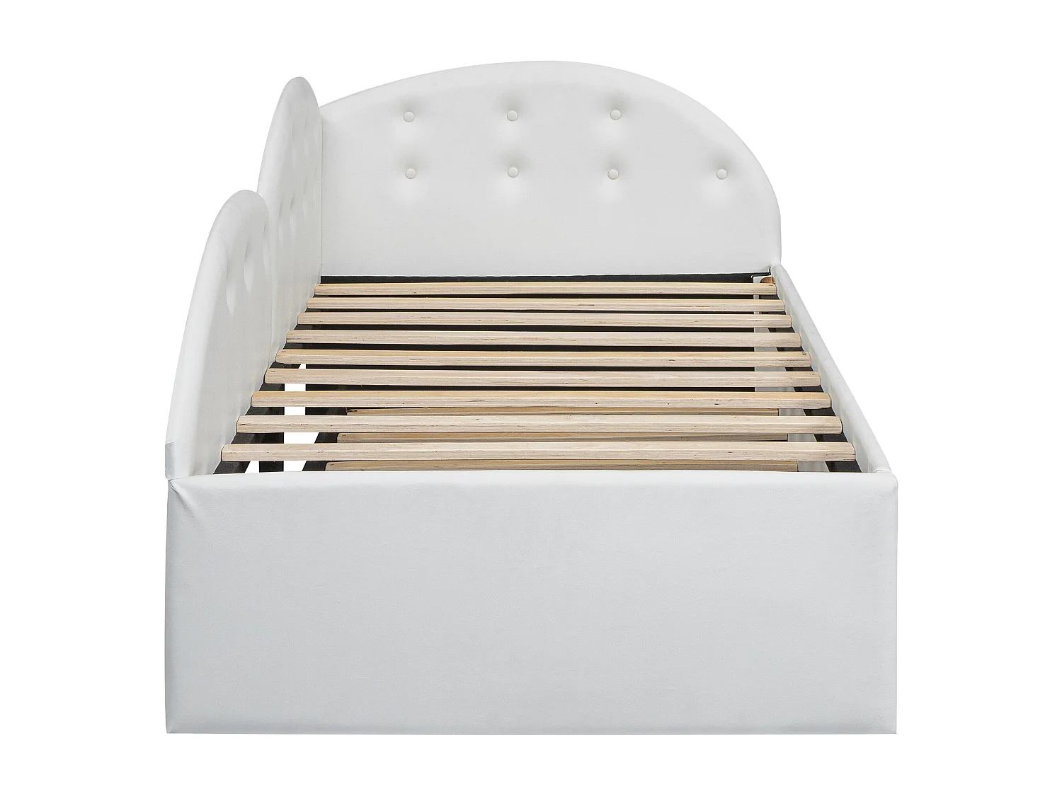 Cama infantil 90x200cm com bicama 80x190cm em PU, estrado de ripas, sem colchão, branco