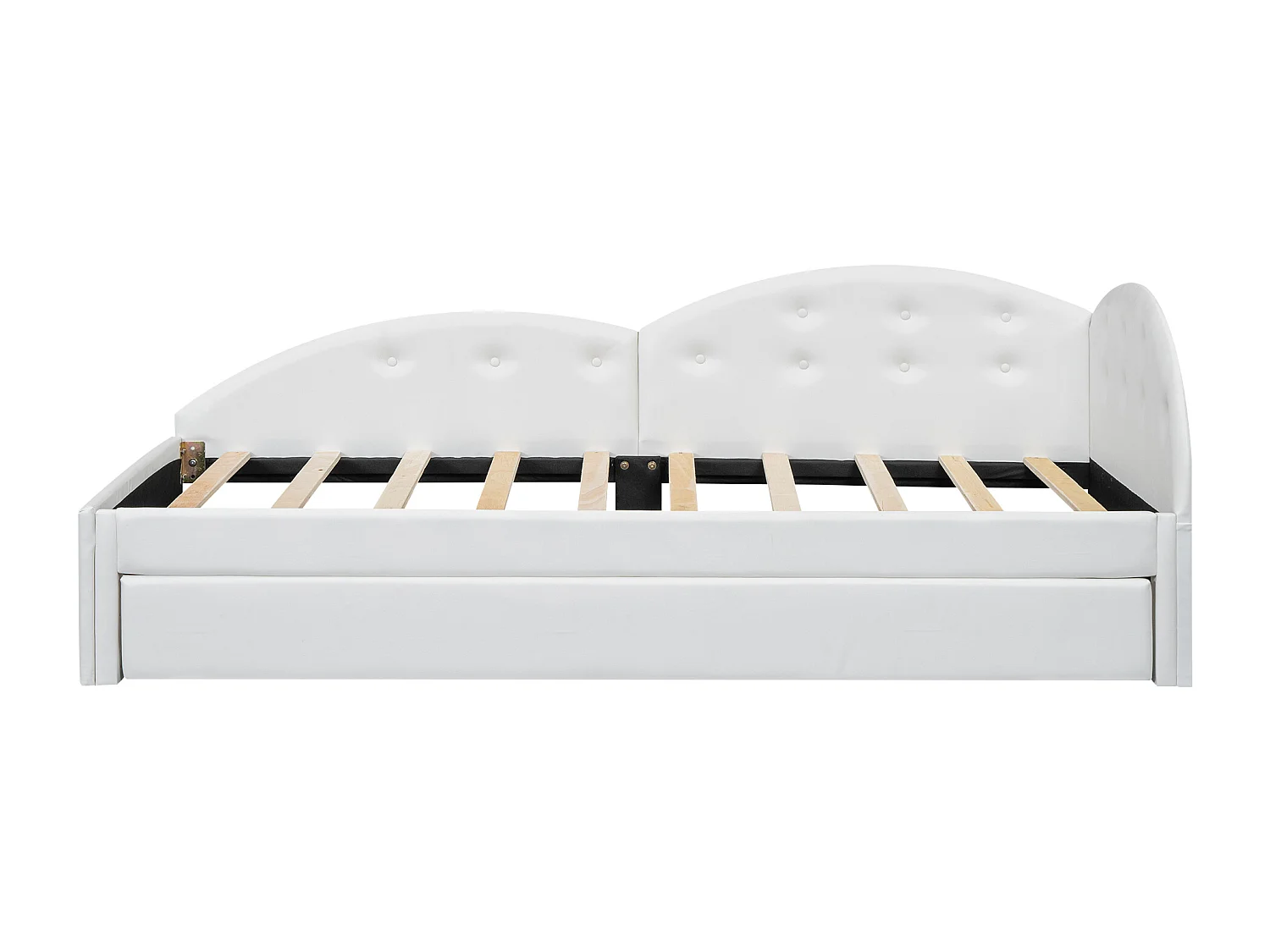 Cama infantil 90x200cm com bicama 80x190cm em PU, estrado de ripas, sem colchão, branco