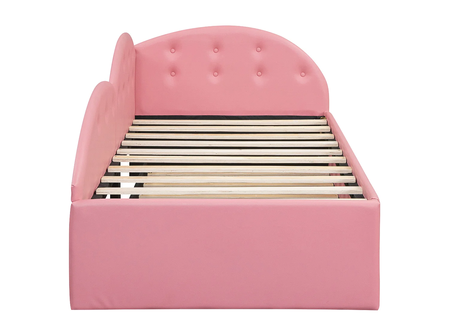 Lit enfant 90x200cm avec lit gigogne 80x190cm en PU, sommier à lattes, sans matelas, rose