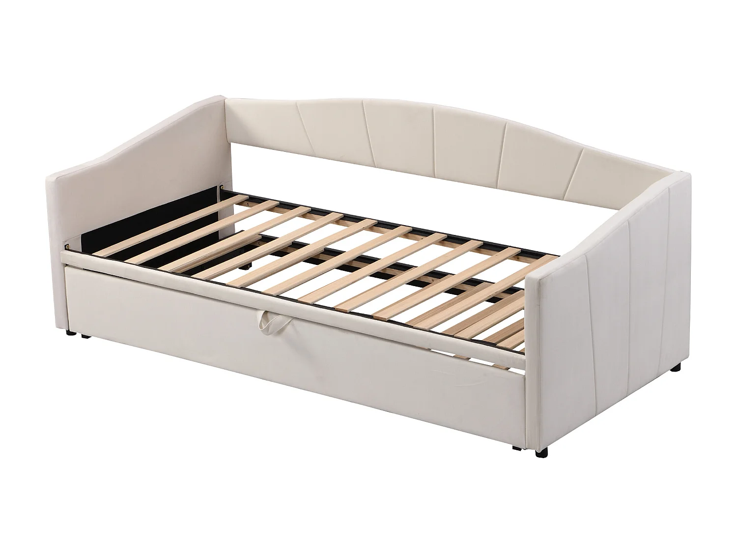 Gestoffeerde slaapbank 90/180x200 cm beige, eenpersoons/tweepersoons fluwelen bed, multifunctioneel, zonder matras