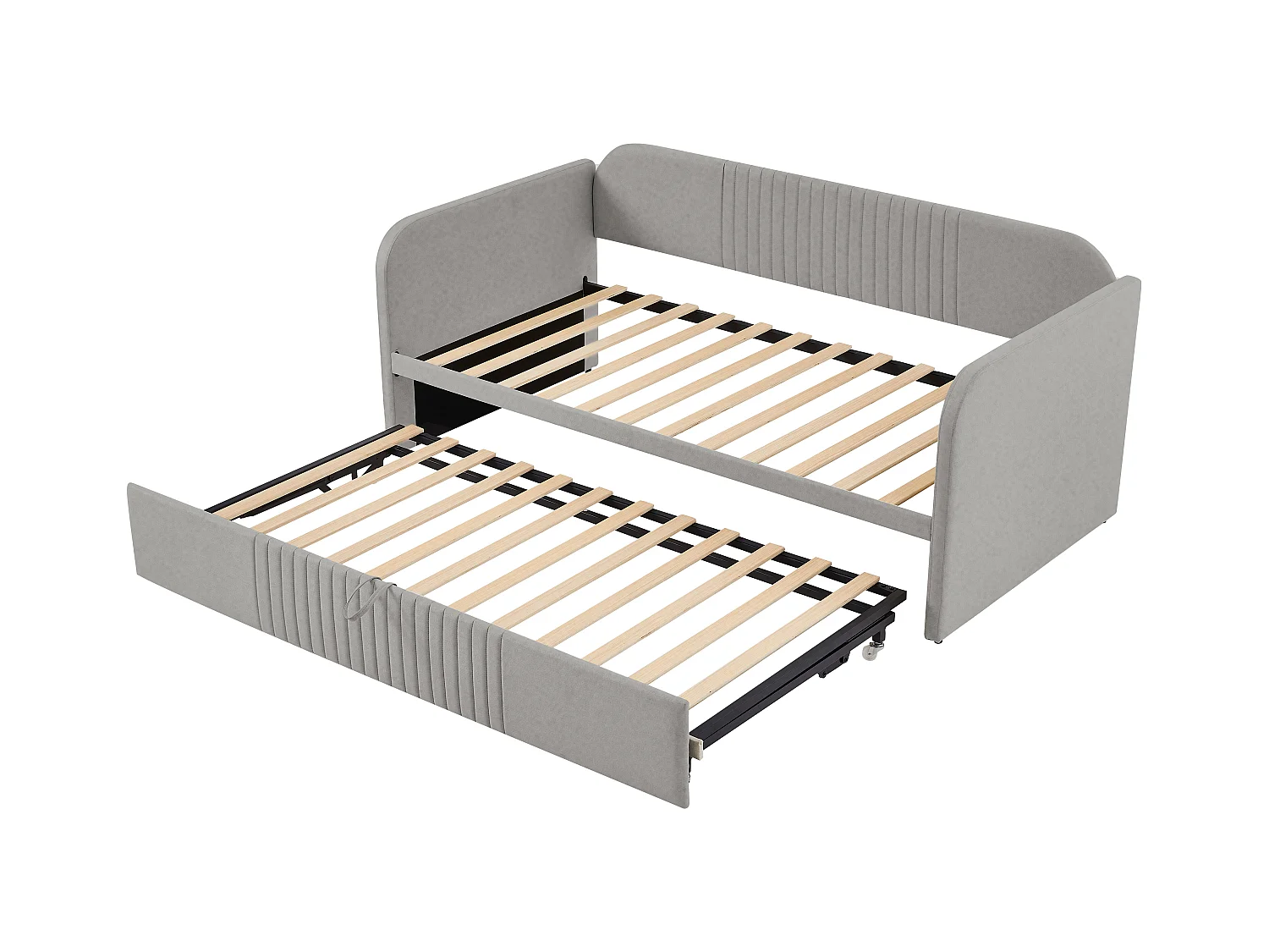 Sofá cama acolchado 90/180x190 cm, cama infantil/adulto de lino, cómoda, sin colchón, gris claro