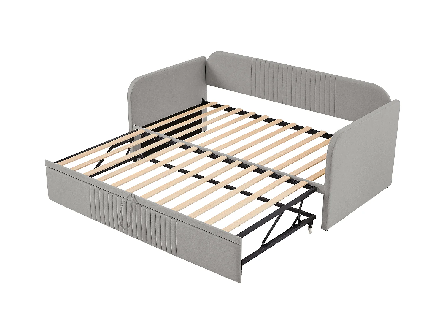 Sofá cama acolchado 90/180x190 cm, cama infantil/adulto de lino, cómoda, sin colchón, gris claro