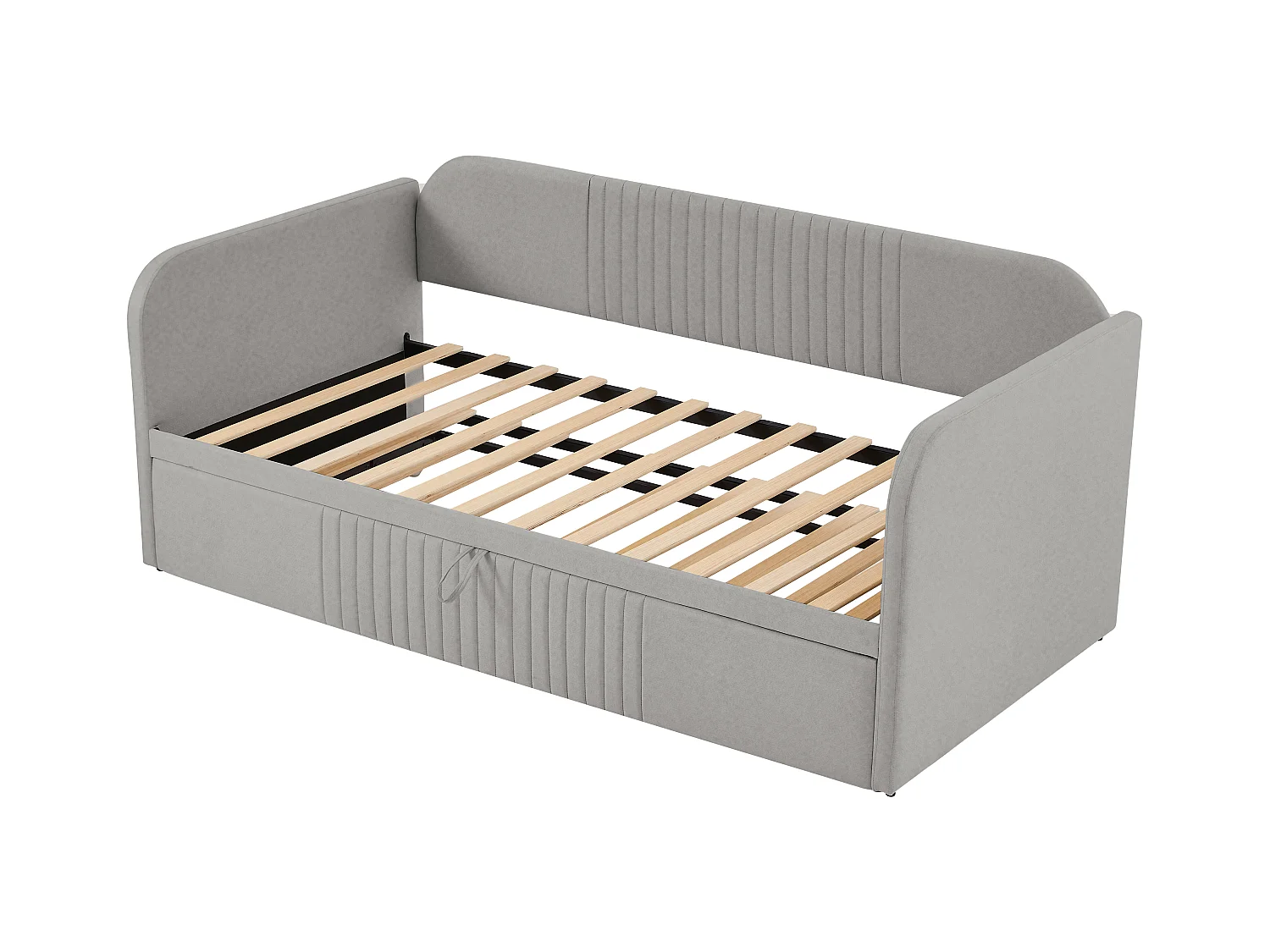 Sofá cama acolchado 90/180x190 cm, cama infantil/adulto de lino, cómoda, sin colchón, gris claro