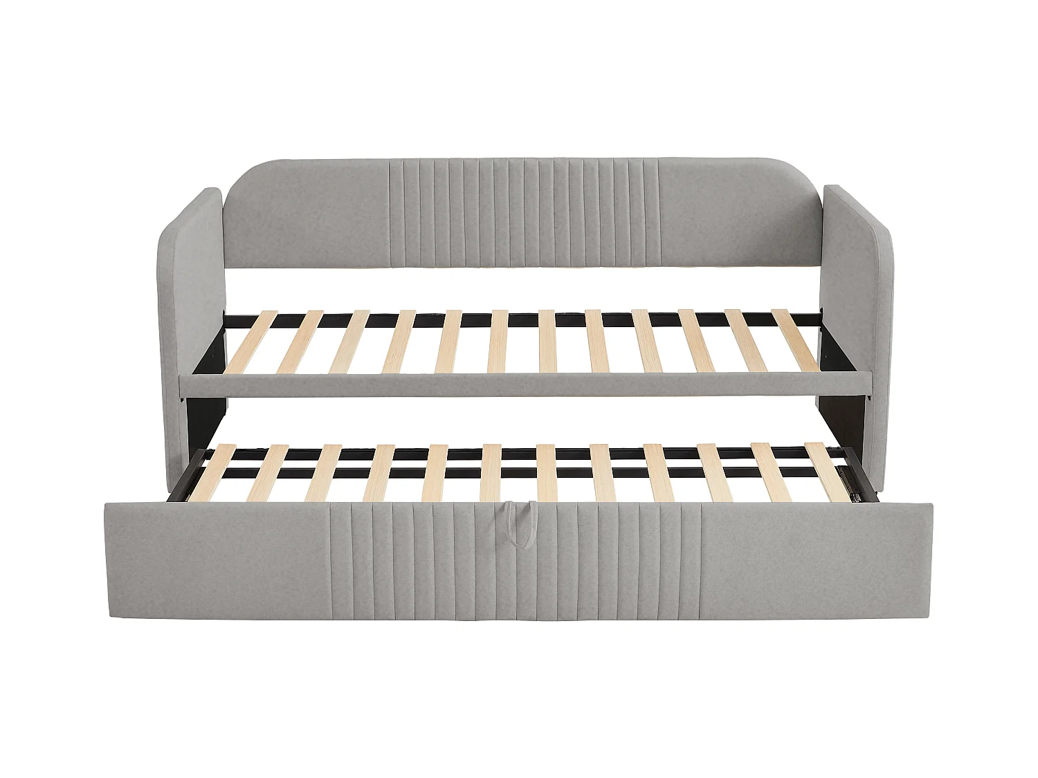 Sofá cama acolchado 90/180x190 cm, cama infantil/adulto de lino, cómoda, sin colchón, gris claro